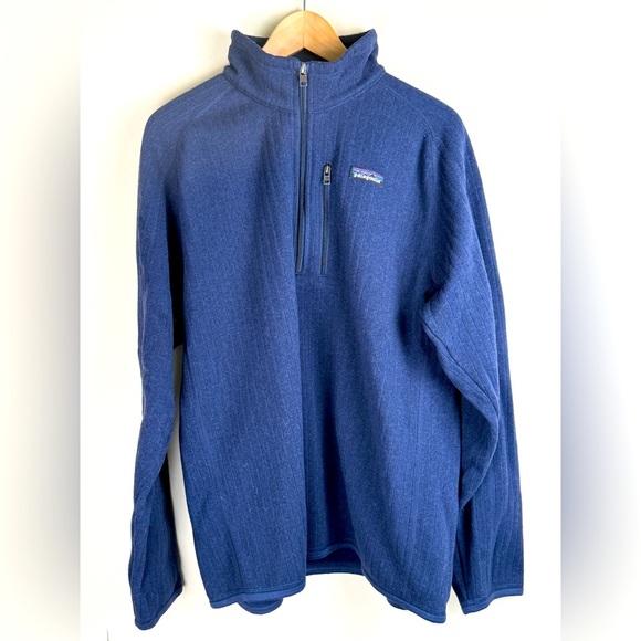 Patagonia Mens Better Sweater 1/4 Zip Fleece Pullover Size Large Blue Long Slv - Picture 1 of 10